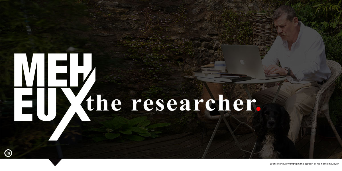 A picture of Brent Meheux researching the work of Charles Sargent Jagger in his garden in Devon.